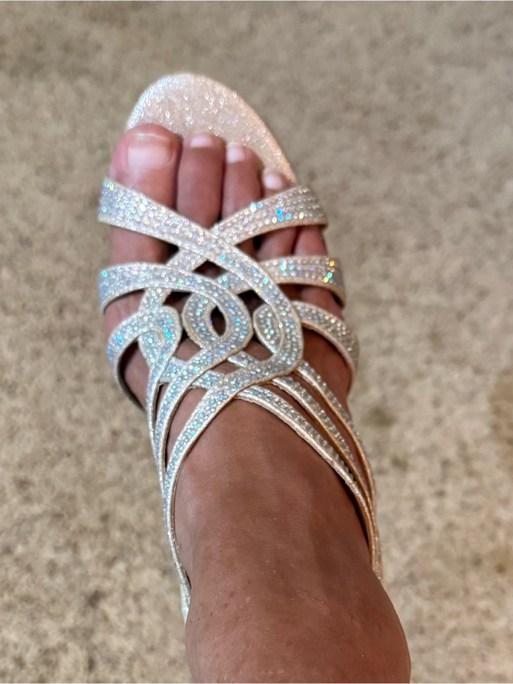 De Blossom Collection Ivory Crystal Strappy Platform Sandal